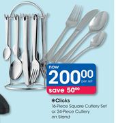 Clicks 16-Piece Square Cutlery Set Or 24-Piece Cutlery On Stand-Per Set