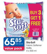 Sta Soft Fabric Softener Refills-4x500ml Per Pack