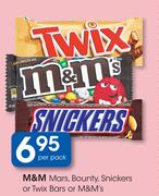 M&M Mars, Bounty, Snickers Or Twix Bars Or M&M's-Per Pack