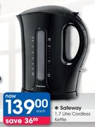 Safeway 1.7L Cordless Kettle-Each