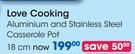 Love Cooking 18cm Aluminium & Stainless Steel Casserole Pot-Each