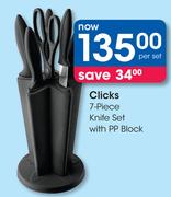 Clicks 7 Piece Knife Set With PP Block-Per Set