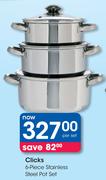 Clicks 6 Piece Stainless Steel Pot Set-Per Set