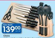 Clicks 10 Piece Knife And Pine Cutting Board Set-Per Set