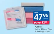 Clicks Set Of 4 Micro Fibre Cleaning Cloths-Per Set