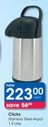 Clicks Stainless Steel Airpot-1.9L Each