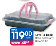 Love To Bake Bake And Carry Brownie Tin-Each