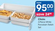 Clicks 3 Piece White Porcelain Relish Set-Per Set