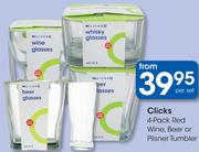 Clicks 4 Pack Red Wine, Beer Or Pilsner Tumbler-Per Set