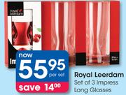 Royal Leerdam Set Of 3 Impress Long Glasses-Per Set