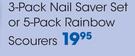 Clicks 3 pack Nail Saver Set Or 5 pack Rainbow Scourers-Per pack