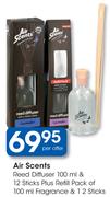 Air Scents Reed Diffuser 100ml & 12 Sticks Plus Refill pack Of 100ml Fragrance & 12 Sticks