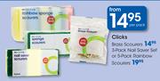 Clicks 3 pack Nail Saver Set Or 5 pack Rainbow Scourers-Per pack