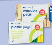 Clicks 24 Wooden Pegs
