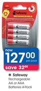 Safeway 4 Pack Rechargeable AA Or AAA Batteries-Per Pack
