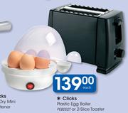 Clicks Plastic Egg Boiler PEB002T Or 2 Slice Toaster-Each