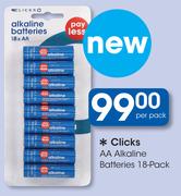 Clicks 18 Pack AA Alkaline Batteries-Per Pack