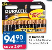 Duracell 12 Pack AA Or AAA Alkaline Batteries-Per Pack