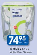 Clicks 4 Pack White Wine Glasses-Per Pack