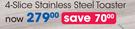 Safeway 4 Slice Stainless Steel Toaster