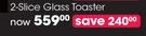 Kambrook Aspire 2 Slice Glass Toaster