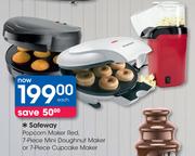 Safeway Popcorn Maker Red, 7 Piece Mini Doughnut Maker Or 7 Piece Cupcake Maker-Each