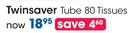 Twinsaver 80 Tube Tissues-Each
