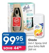 Glade 3 In 1 Spray Unit Plus Extra Refill-269ml Per Offer