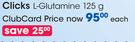 Clicks Creatine L-Glutamine-125g Each