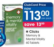 Clicks Memory & Mental Vitality-60 Tablets