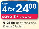 Clicks Body, Mind And Energy-4x5 Tablets Pack