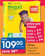 Clicks Disposable Nappies Jumbo Pack-Per Pack