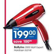 BaByliss 2000 Watt Expert Hairdryer D221RE