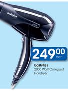 BaByliss 2000 Watt Compact Hairdryer
