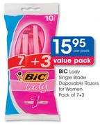BIC Lady Single Blade Disposable Razors For Women Pack Of 7+3-Per Pack