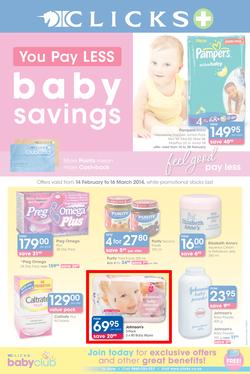 Clicks : You Pay Less, Baby Savings (14 Feb - 16 Mar 2014), page 1