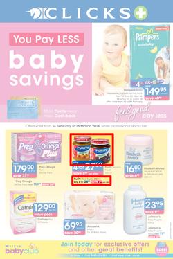 Clicks : You Pay Less, Baby Savings (14 Feb - 16 Mar 2014), page 1