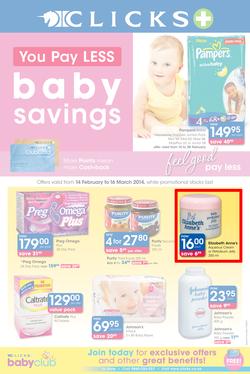 Clicks : You Pay Less, Baby Savings (14 Feb - 16 Mar 2014), page 1