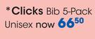 Clicks Bib 5 Pack Unisex