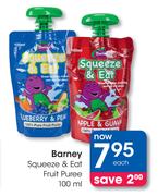 Barney Squeeze & Eat Fruit Puree-100ml Each