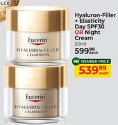 Eucerin Hyaluron Filler + Elasticity Day SPF30 Or Night Cream-50ml