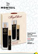 Monteil Paris Royal Secret Gift (Set Spray Concentre 100ml Plus Spray Concentre 15ml)-Per Set
