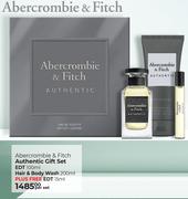 Abercrombie & Fitch Authentic Gift Set (EDT 100ml Hair & Body Wash 200ml Plus Free EDT 15ml)-Per Set