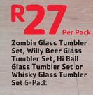 ZombieGlassTumblerSet,Willy BeerGlassTumbler,Hi Ball Glass Tumbler SetOrWhiskyGlassTumblerSet 6 Pack