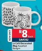 Le Cafe Decorated Mug Assorted Designs-Each