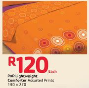 PnP Lightweight Comforter Assorted Prints 190x220-Each