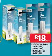 PnP Energy Saver 11W BC CFL,11W ES CFL, 14W BC CFL Or 14W ES CFL-Each