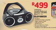 Telefunken Portable Radio And CD Player With MP3 Black TCD-1204