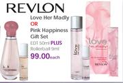 Revlon Love Her Madly Or Pink Happiness Gift Set EDT-50ml + Rollerball-9ml Each