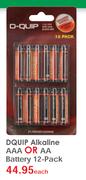 Dquip Alkaline AAA Or AA Battery-12-Pack Each